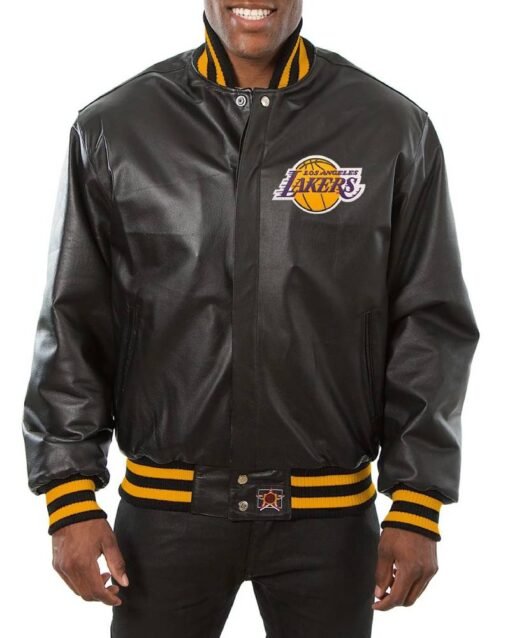 Los Angeles Lakers Black Leather Varsity Jacket