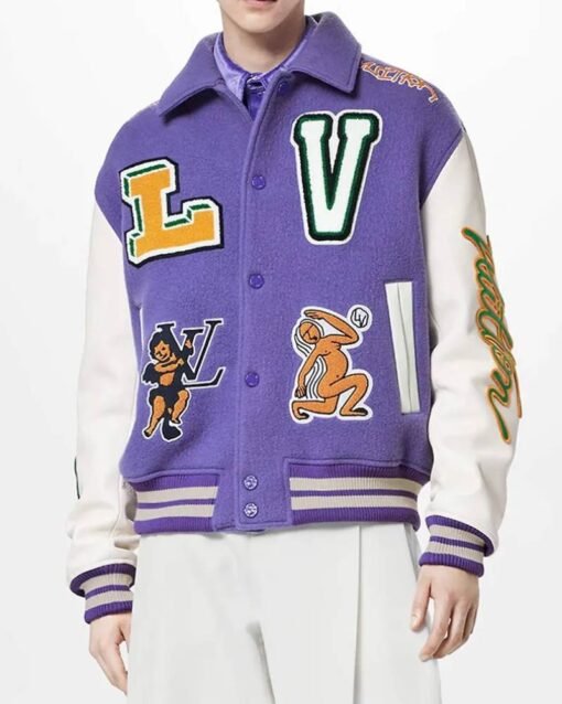 Louis Vuitton Purple And White Varsity Jacket