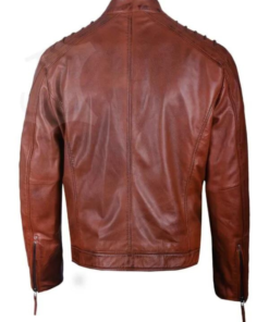 Men’s Brown Padded Biker Leather Jacket
