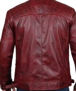 Men’s Distressed Quilted Style Maroon Leather Jacket