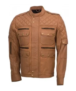 Men’s Quilted Style Tan Sheepskin Jacket