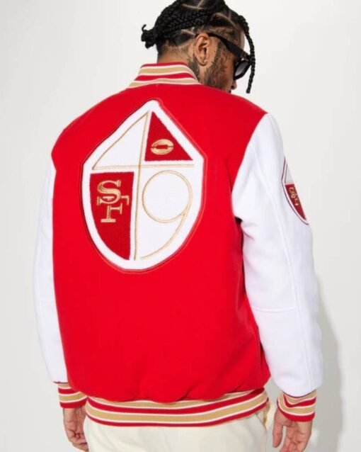 49ers Red & White Wool Varsity Jacket