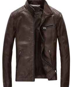 Men’s Slim Brown Biker Leather Jacket