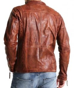 Men’s Vintage Leather Distressed Biker Jacket