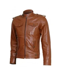 Mens Winterwear Tan Leather Jacket