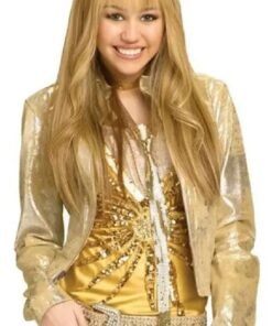 Miley Cyrus Gold leather Jacket