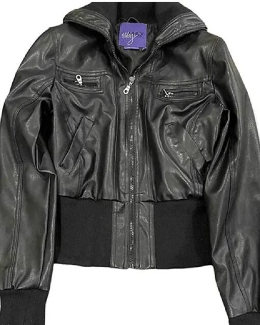 Miley Cyrus Max Azria Crop Leather Jacket