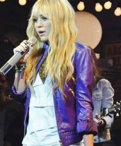 Miley Cyrus Purple Leather Jacket