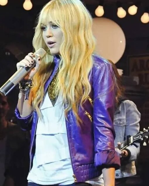 Miley Cyrus Purple Leather Jacket