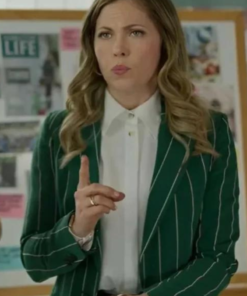 Pascale Hutton Nelly Knows Mysteries 2024 Pinstripe Green Blazer