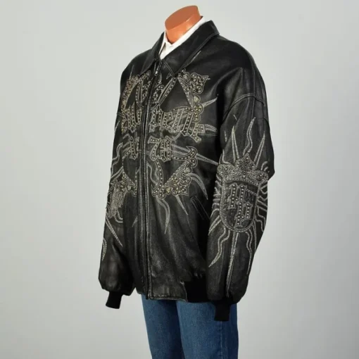 Pelle Pelle Black 1978 Encrusted Jacket | Leather Jacket