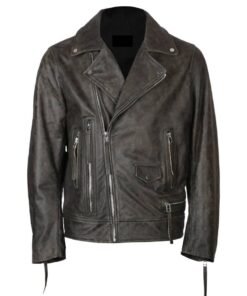 Men’s Elbow Patch Biker Leather Jacket