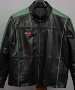 Black Green Mass Effect N7 Commander Leather Jacket