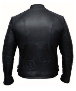 Black Biker Cross Zipper Leather Jacket by SCIN
