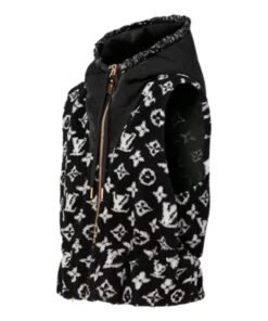 Sleeveless Hooded Monogram Teddy Jacket