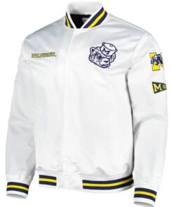Michigan Wolverines City Collection White Varsity Satin Jacket