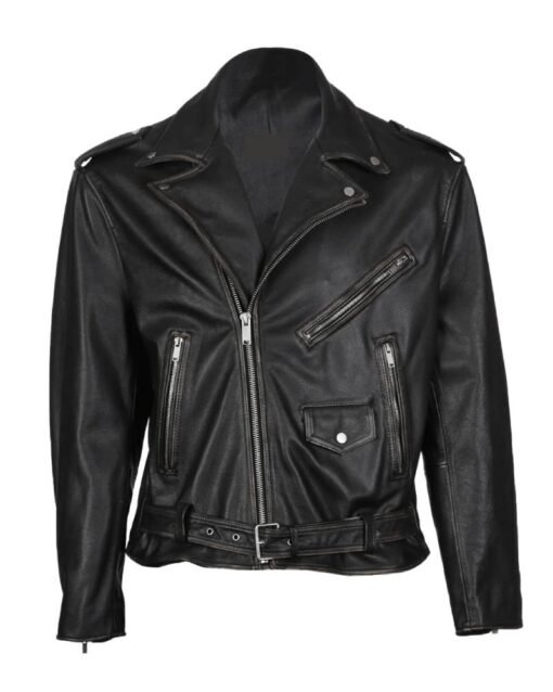 Luca Belted Biker Leather Jacket