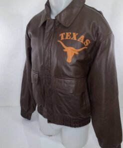 Vintage University Of Texas Longhorns Brown Leather Jacket