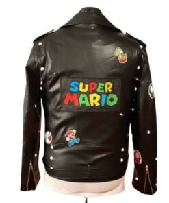 Super Mario Black Studded Leather Jacket