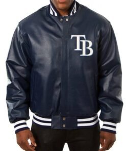 Tampa Bay Rays Navy Blue Leather Jacket