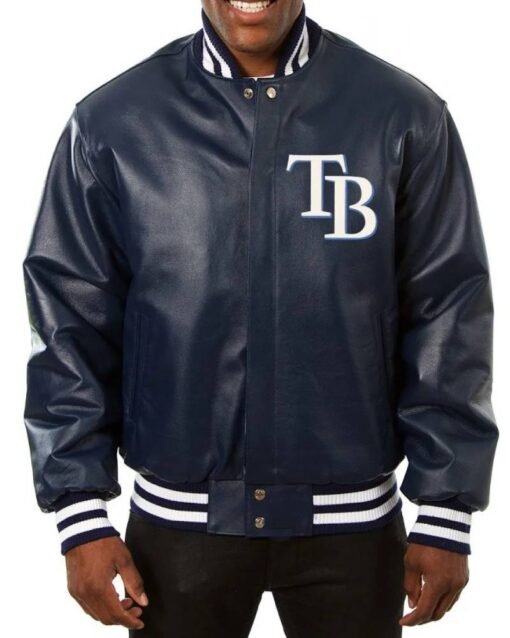 Tampa Bay Rays Navy Blue Leather Jacket