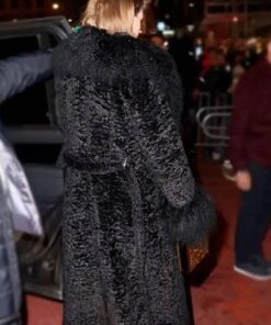 Taylor Swift Charlotte Simone Black Fur Trench Coat