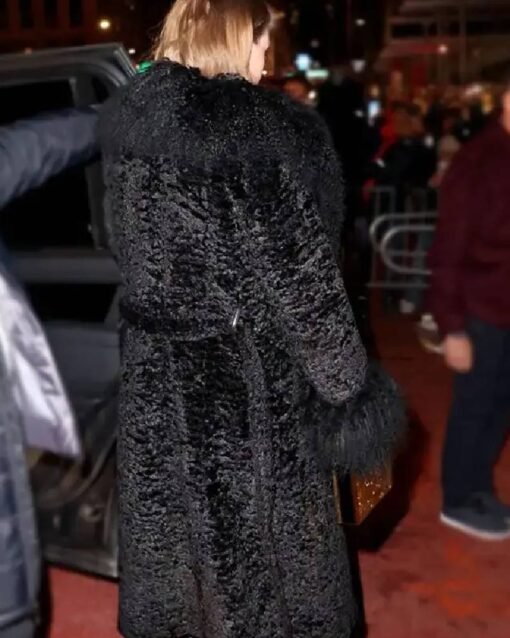 Taylor Swift Charlotte Simone Black Fur Trench Coat