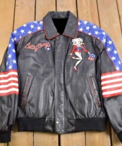 Vintage Usa Flag Betty Boop Leather Jacket