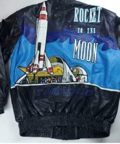 Walt Disney Gallery Tomorrow Land Black Leather Jacket