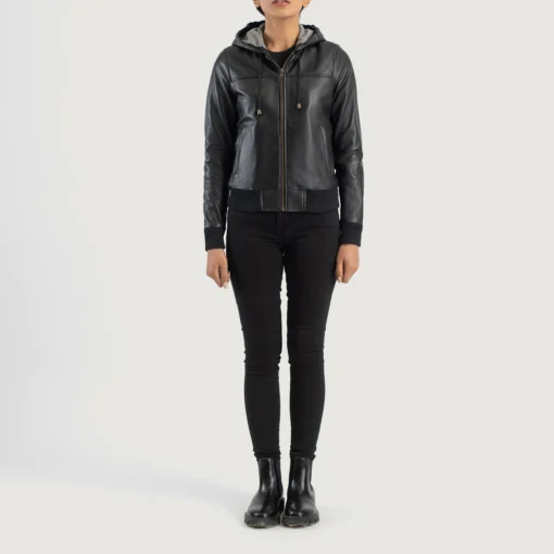 Pelle Pelle Black Hooded Leather Jacket | Bomber Jacket