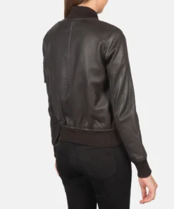 Women’s Brown Leather Bomber Jacket