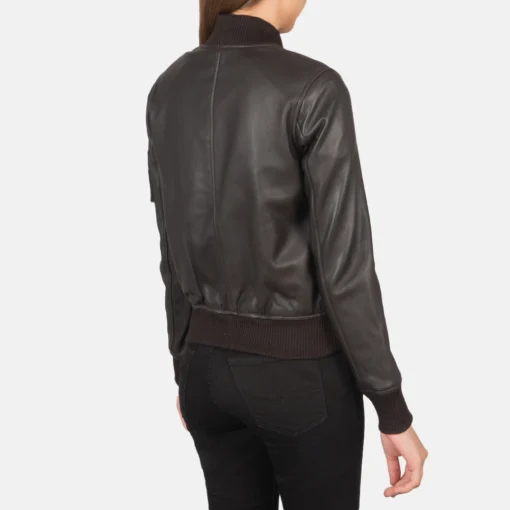 Women’s Brown Leather Bomber Jacket