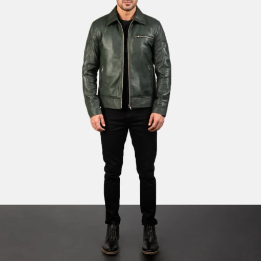 Pelle Pelle Green Leather Biker Jacket