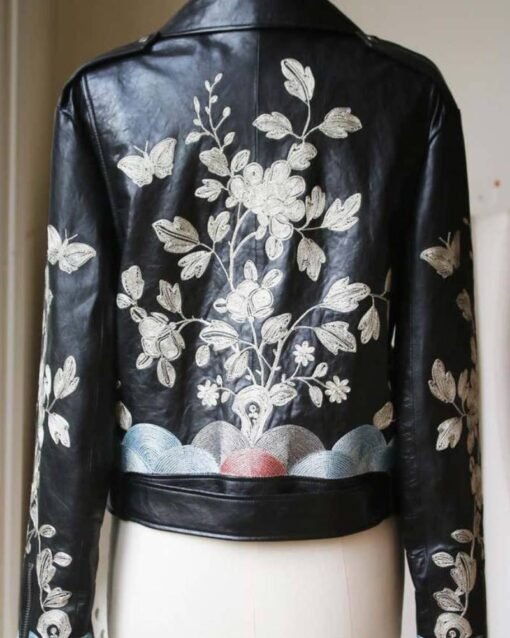 Gucci Floral-Embroidered Leather Biker Jacket