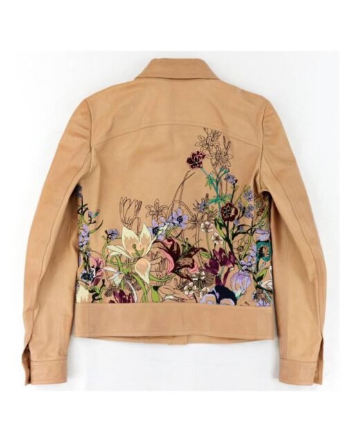 Gucci Flower Embroidered Leather Jacket