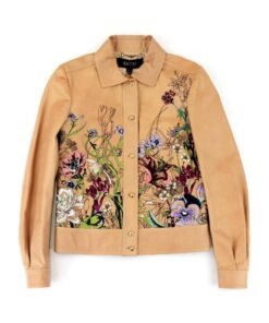 Gucci Flower Embroidered Leather Jacket