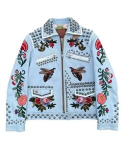 Gucci Floral Embroidered Leather Jacket
