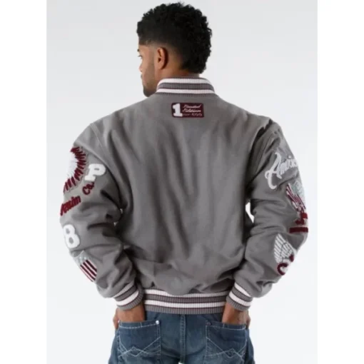 Pelle Pelle American Men Grey Varsity Jacket | Wool Jacket