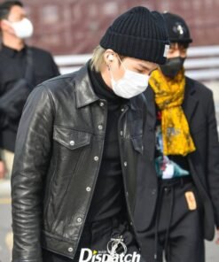 BTS Airport Fashion Suga Trucker Leather Jacket