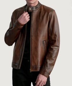 Zen Distressed Brown Leather Biker Jacket