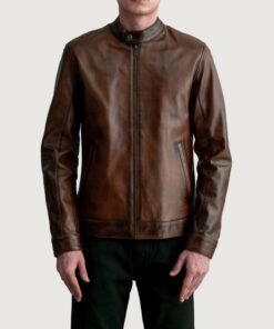 Zen Distressed Brown Leather Biker Jacket