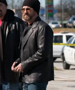 Gerard Butler Den Of Thieves 2 Pantera Black Leather Blazer