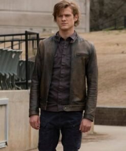 Angus MacGyver Distressed Silver Brown Leather Jacket