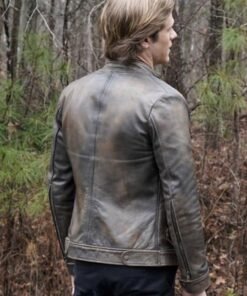Angus MacGyver Distressed Silver Brown Leather Jacket
