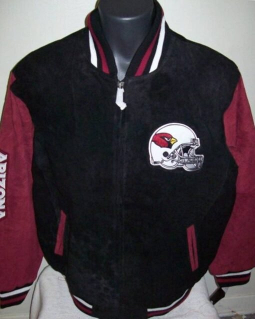 Arizona Cardinals Suede Black Red Leather Jacket