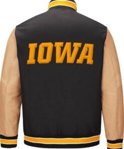 Black Gold NCAA Team Iowa Hawkeyes Varsity Jacket