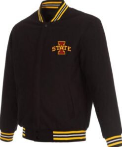 Black NCAA Team Iowa Hawkeyes Wool Jacket