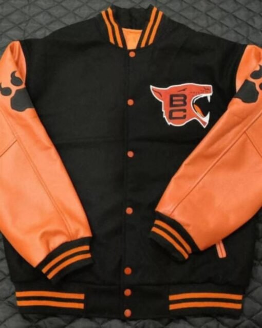 Black Orange Cfl Team Bc Lions Varsity Jacket