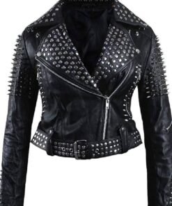 Britney Spears Studded Black Leather Jacket