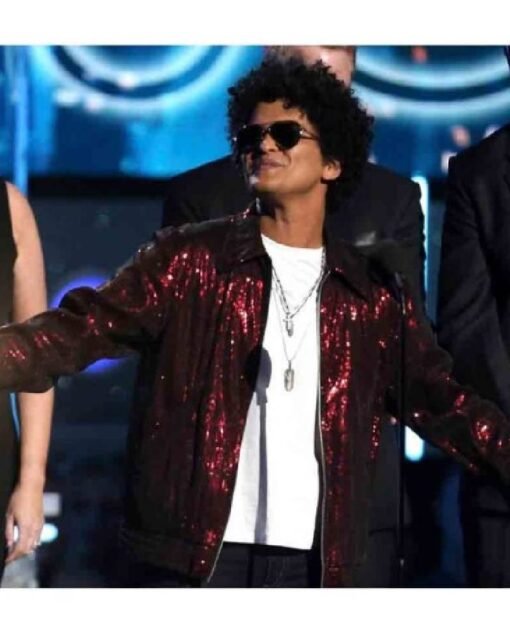 Bruno Mars Brothers Red Sequins Jacket